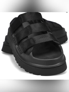 UGG GoldenGlow Slide Platform Sandals Black Size 8 BNIB
